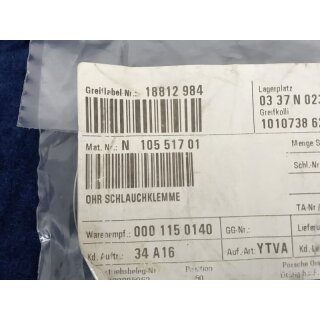 Porsche Ohr-Schlauchklemme Faltenbalg Lenkspurstange NEU N 10551701 #4090