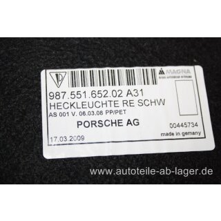 Porsche 987 Boxster Teppichverkleidung Rückleuchte rechts schwarz 98755165202A31 #89585-0650-2