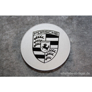 Porsche Radzierdeckel Felgendeckel konkav silber Wappen schwarz Neuwertig 99336130311 #87850